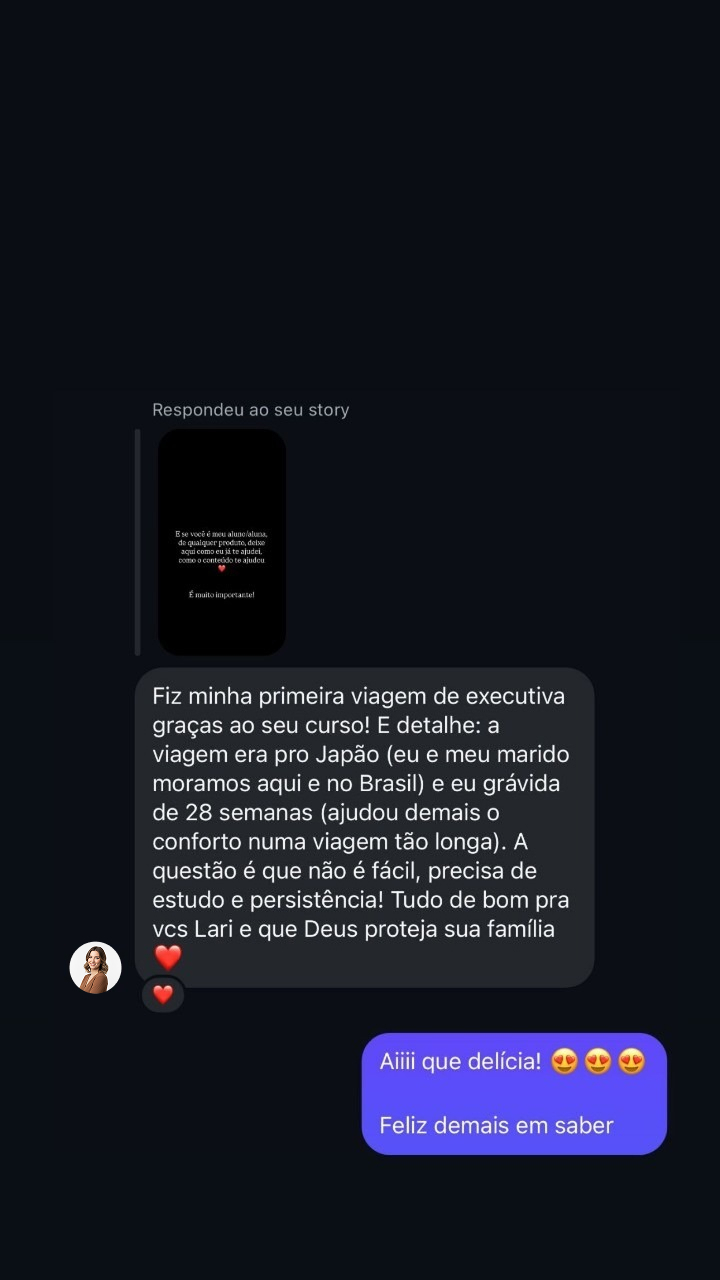 Print do Instagram de Marilia com passagem executiva comprada via GPS Fleyn